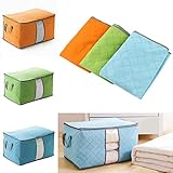 Acmer 3 PCS Bamboo charcoal quilt bag，Bamboo charcoal quilt cover，Bamboo charcoal clothes bag，Bamboo charcoal quilt storage，Bamboo charcoal quilt zipper，Transparent Window Bamboo Charcoal.