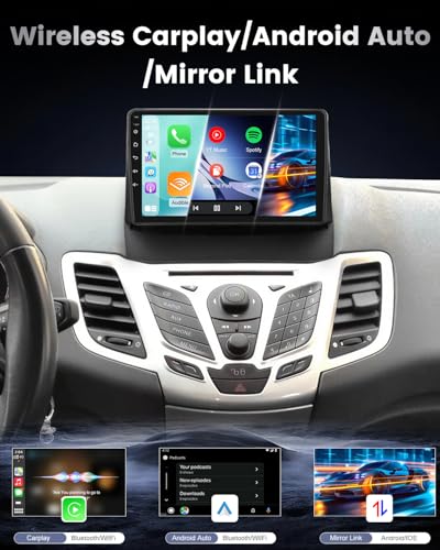 NHOPEEW Autoradio Android 2+64G per Ford Fiesta 2009-2017 con supporto per CarPlay wireless e Android Auto Mirror Link navigazione GPS comandi al volante 40 temi dell'interfaccia utente e video online