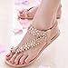 Tenworld Women Summer Bohemia Flat Sandals Flower Beads Beach Flip-Flop Shoes (5.5, Khaki)