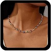 Jugielu Boho Rainbow Gemstone Heart Necklace Colorful Crystal Choker Necklaces Multi Heart Bead Necklace Multicolor Cz Necklaces Gold Sparkle Rhinestone Pendant Party Prom Jewelry for Women