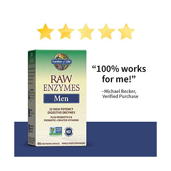 Garden of Life 22 Digestive Enzymes for Men with Bromelain, Papain