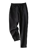 IXIMO Women's Tapered Pants 100% Linen Drawstring