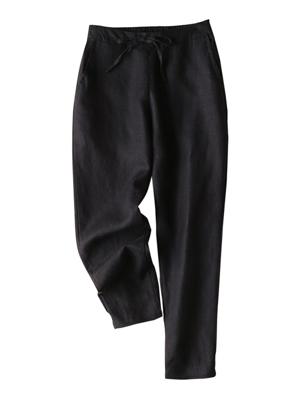 IXIMO Women's Tapered Pants 100% Linen Drawstring
