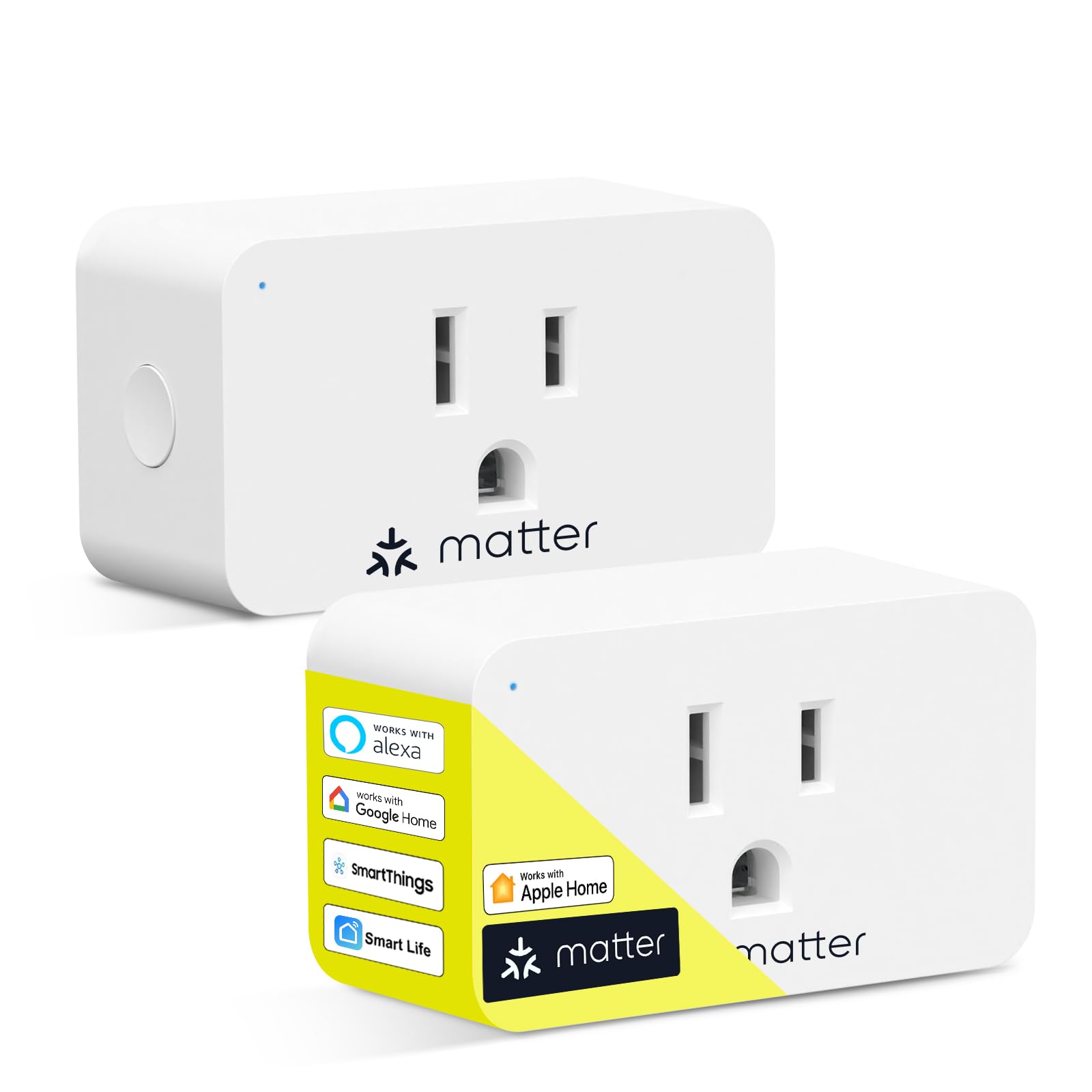 Photo 1 of Minoston Matter Smart Plug Outlet, Work with Alexa, Google Home, Apple Home, SmartThings, Siri, Mini WiFi Plugs, Protect Privacy, 15A, 2.4G Wi-Fi Only, White, Remote and Voice Control, 2 Pack (MP25M)