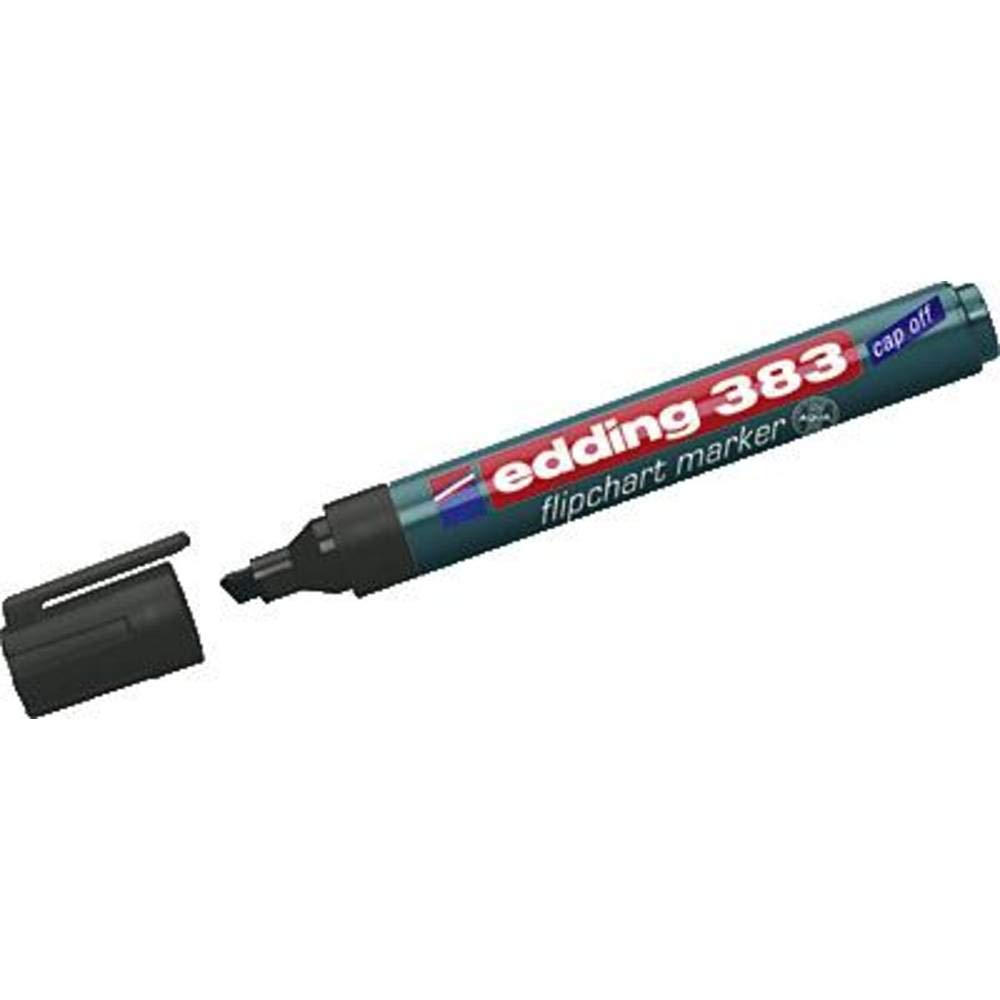 edding 383 flipchart marker - black - 1 pen - chisel nib 1-5 mm - marker for writing, drawing and marking on flipchart paper - does not bleed through - does not dry out - colour intensive