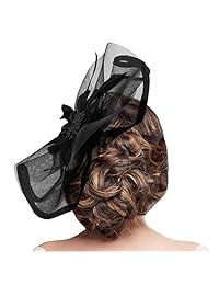 Tocado con diseño de gato y flor de rosa y malla de plumas de Kentucky Derby Tea Party Headwear con clip para el pelo y diadema para mujeres o niñas