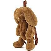 Kmiunty Cute Fuzz Plush Animal Rabbit Backpack Bags with Adjustable Straps for Girls (Brown)