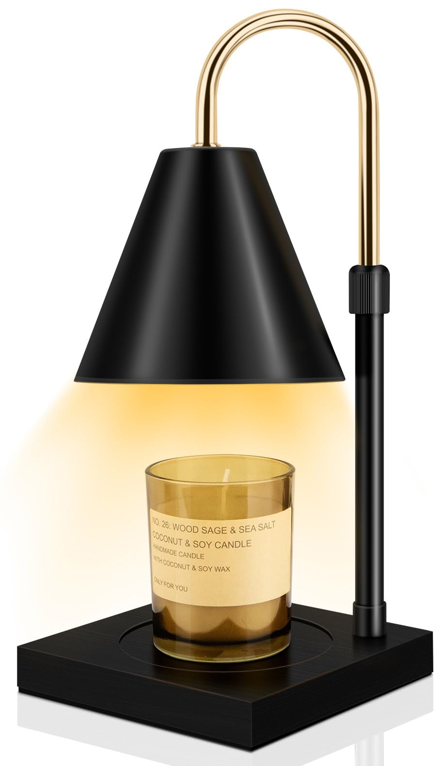 Candle Warmer, Electric Candle Warmer Lamp with Timer and Dimmable for Jar Candles Scented Wax Melter Bedroom Home Decor House Warming Gifts New Home, Adjustable Height (Black)