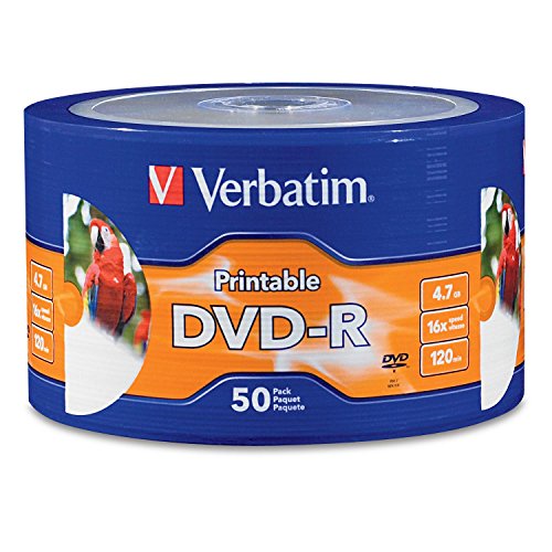 Verbatim 16X DVD-R white inkjet hub printable, 50 pack