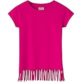Noomelfish Girls Short Sleeve Fringe T-Shirts Soft Jersey Cotton Tee Tops (3-12 Years)