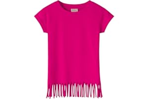 Noomelfish Girls Short Sleeve Fringe T-Shirts Soft Jersey Cotton Tee Tops (3-12 Years)