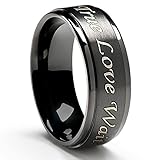 Cavalier Jewelers Purity Ring - True Love Waits - Black Plated Titanium Band (8mm wide) - Men's & Women's Sizes [Size 7]