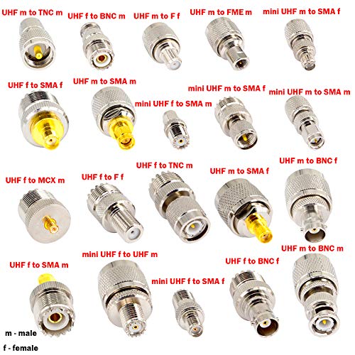 20 Type Set UHF PL259 SO239 Mini UHF Adapter Kits UHF to SMA/BNC/MCX/FME/F/TNC/Mini UHF RF Coaxial A - //coolthings.us