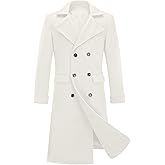 INVACHI Men's Wool Blend Long Trench Coat Notched Collar Single Breasted Overcoat Warm Winter Pea Coat