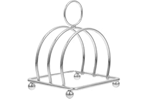 Hemoton Stainless Steel Toast Rack Holder – Multi-Functional Bread Organizer for Slices, Books, Recipes – Space-Saving Countertop Kitchen Storage Rack, 4.09"X3.18"X3.18", Silver
