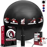 Epitomie Fitness Active Balance Fitness Ball with Imprinted Exercise and Training eBook (Black/75 cm)
