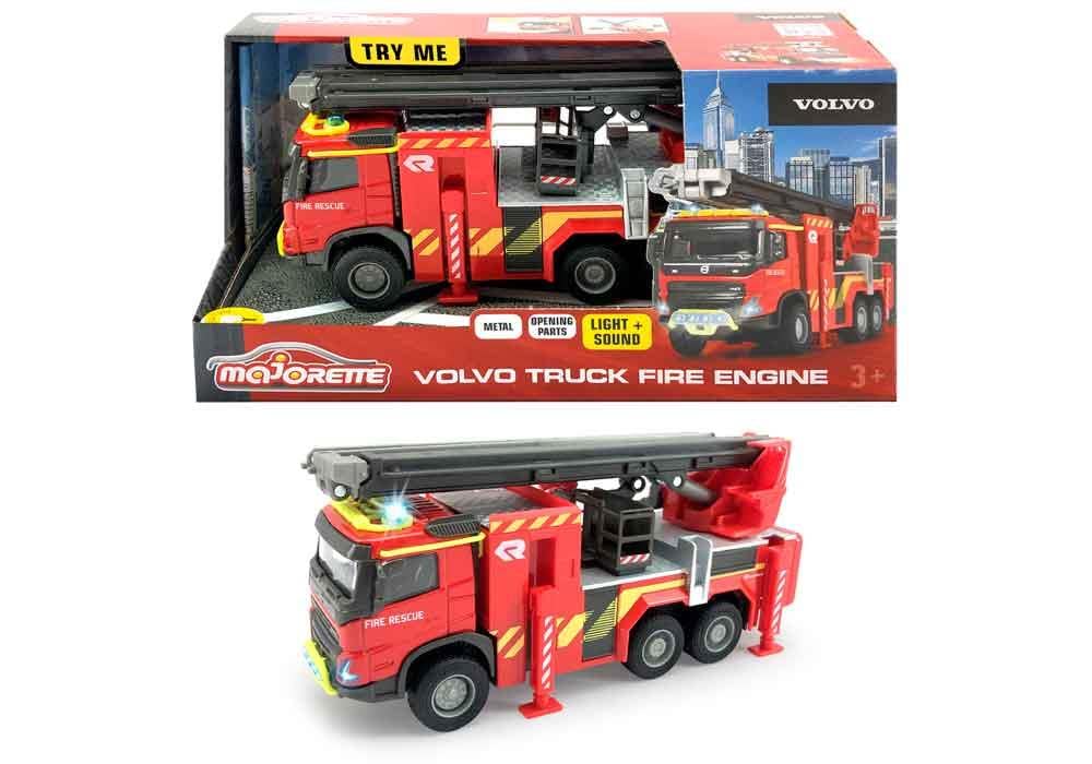 MOJORETTE Grand Series Volvo Fire Truck, 19 cm, Officially Licensed by Volvo and Rosenbauer, Made of Metal and Plastic, Light and Sound (213713000038)