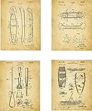 Canoeing and Kayaking Patent Wall Art Prints - set of Four (8x10) Unframed - wall art decor for canoe and kayak fans