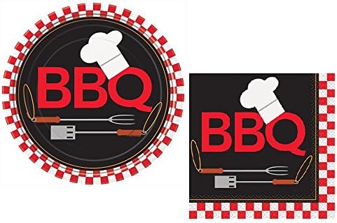 Backyard BBQ Paper Plates &amp; BBQ Napkins - Summer Party, BBQ, Picnic - Serves 8