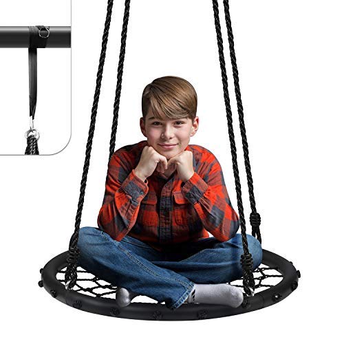 Treatlife Spinner Swing, Kid's Outdoor Indoor Round Web Swing - Great for Tree, Swing Set, Backyard, Playground, Easy to Install (Accessories Included 24")