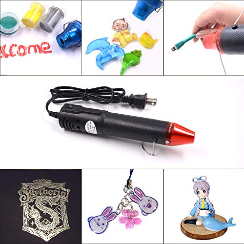 mofa Embossing Heat Gun,Hot Air Gun Tools Shrink Gun with Stand For DIY Embossing And Drying Paint Multi-Purpose Electric Heating Nozzle 130W With Heat Shrink Film,Colorful Pencil For Free(Black,Red) - Thumbnail 5
