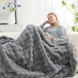 Cozy Bliss Faux Fur Throw Blanket for Couch, Fuzzy
