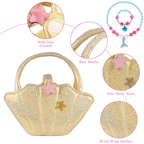 Tacobear Meerjungfrau Kuscheltier Meerjungfrau Plüsch Spielzeug mit Meerjungfrau Puppe Muschel Tasche Halskette Armband… – Bild 4