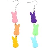 Easter Drop Acrylic Earrings Cute Bunny Egg Rabbit Colorful Flower Animal Dangle Spring Earrings for Women