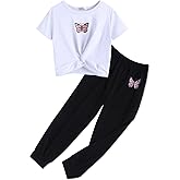 Arshiner Girls Clothing Sets Tie Dye Twist Front Tops & Sweatpants Outfits Sportwear Sweatsuits Tracksuits 4-13 Year