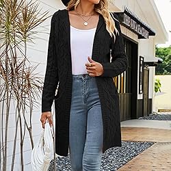 Cardigan With Pockets For Women Plus Black Kimono