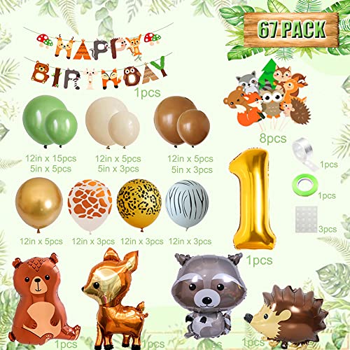 FUBABCO Birthday Decoration 1 Year Boy Girl Jungle Animal Balloons Jungle Party Kids First