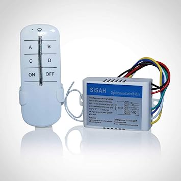 Sisah 4 Way ON/OFF Digital RF Remote Control Plastic Wireless Switch for Light Lamp (White)