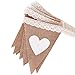 Ling's moment Hessian Burlap Pennant Bunting Banner Flags with Lace for Wedding, Party, Home Decoration, 12pcs, 8Ft, DIY Decor