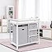 Costzon Baby Changing Table, Infant Diaper Changing Table Organization, Diaper Storage Nursery Station with Hamper and 3 Baskets (White+Gray)