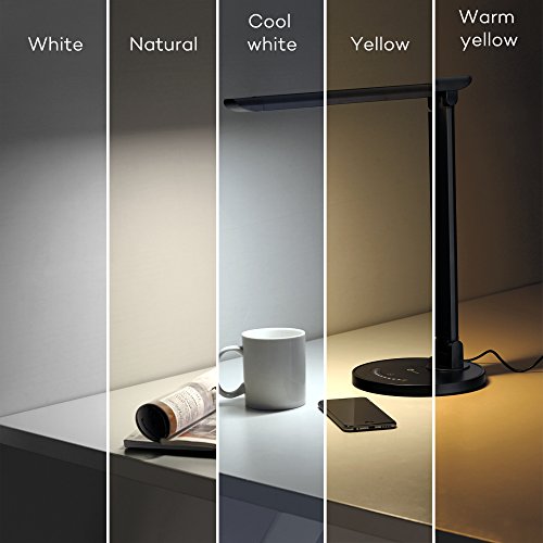 TaoTronics LED Desk Lamp Eye-caring Table Lamps, Dimmable Office Lamp with USB Charging Port, Touch Control, 5 Color Modes, Black, 12W Tools & Home Improvement, Lighting & Ceiling Fans, Lamps & Shades, Desk Lamps