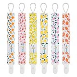 Babygoal Pacifier Clips for Girls, 6 Pack Pacifier Holder Fits Most Pacifier Styles &Teething Toys and Baby Shower Gift 6PS14