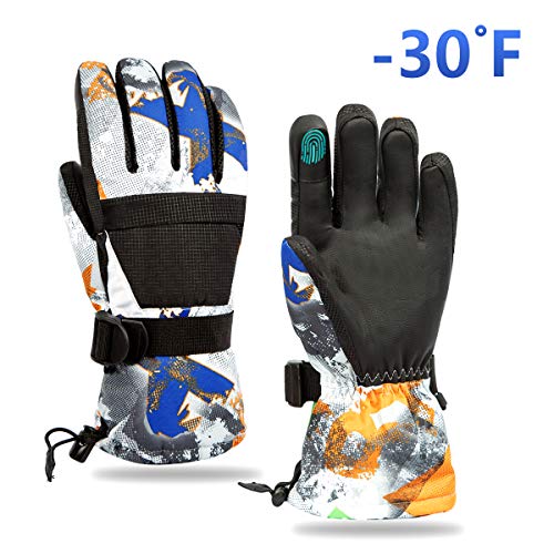 Winter Ski & Snowboard Gloves Waterproof, Touchscreen & Breathable Snow Gloves for Skiing, Snowboarding, Shoveling, Motorcycle, Racing, Fits Both Mens & Womens