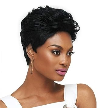 Guesthome High Quality Black Short Curly Wigs Real Human Hair Sexy
