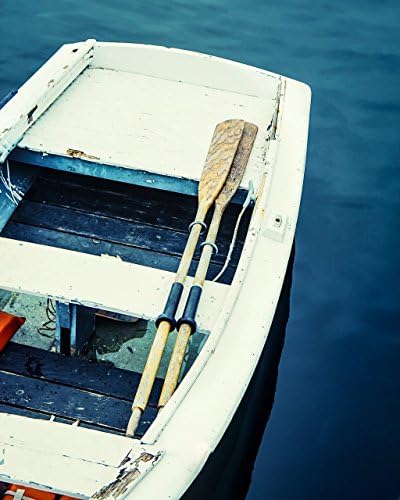 Rowboat Photo, Dory and Oars, Skiff on the Ocean, Coast Art, Coastal Photography, Fine Art Print