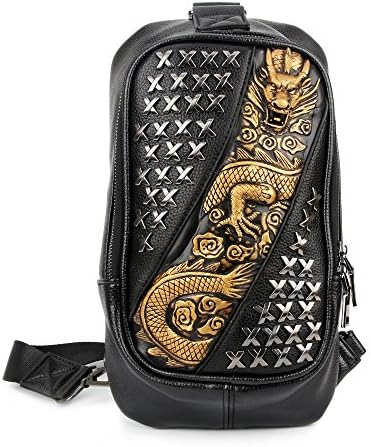 Black 3D Dragon Rivets PU Leather Shoulder Bag Cross-Body Bags
