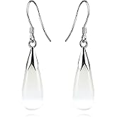 Natural Opal Earrings, Teardrop Earrings for Women Cat's Eye Stone Silver Earrings Drop Dangle Earrings for Women Teen Girls