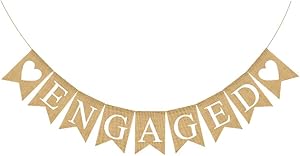 Engaged Banner Burlap Rustic Bunting Garland for Engaged Party Decorations