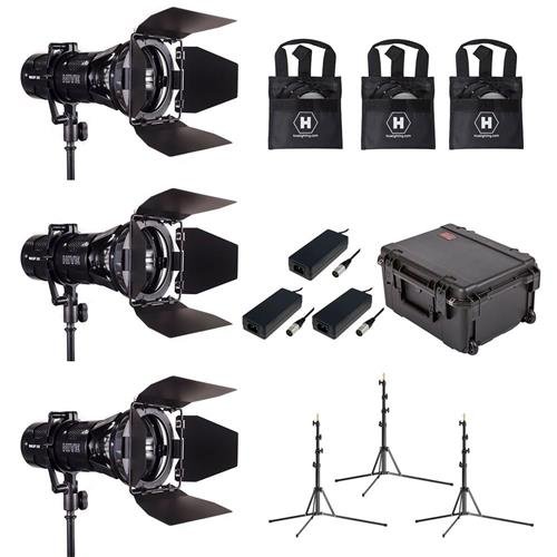 Hive Wasp 100-C LED Spot 3 Light Kit with Stands and Case with Custom Foam