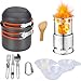 Qunlei Camping Cookware Mess Kit Camping Cooking Set with Wood Burning Camping Stove Non-Stick Anodized Aluminum Complete Lightweight Folding Kit for Camping Hiking & Backpacking Outdoor Cooking Red