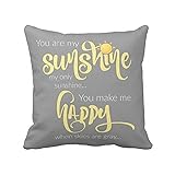 Leaveland 18 x 18 Inch You Are My Sunshine Yellow