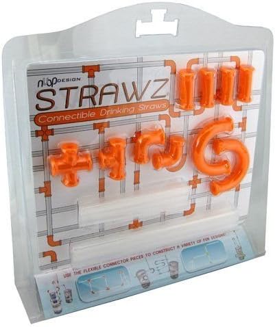Orange Strawz Connectable Build Your Own Straws Construction Kit - Fun Modular Interlocking Educational Toys by NuOp Design