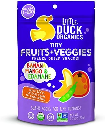 Little Duck Organics Tiny Fruits and Veggie Baby/Kids Snack, Banana/Mango/Edamame, 0.75 Ounce