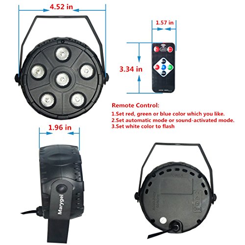 Marygel 2018 Full Rgbw Color Mixing 6LEDs Stage Lighting with Remote(4 Pieces) - Thumbnail 2