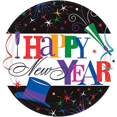 Amscan Ring in The New Year Round Paper Dessert Plates, 60 Ct. | Party Tableware