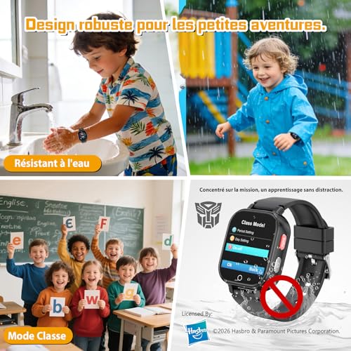 Transformers 4G Kids Smart Watch with GPS Tracker for Boys Girls Two Way Call Video Chat SOS IP68 Waterproof Pedometer Gift for Child 4-12 Year Olds